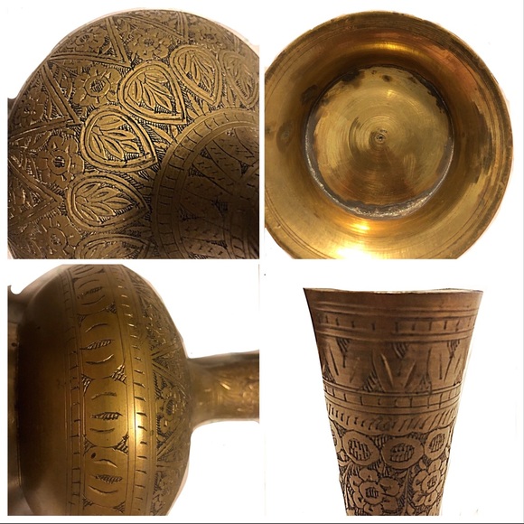 Vintage Accents Brass Hookah Vase Base Antique Large Carved Poshmark